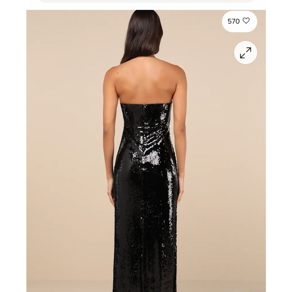 Lulu's Black Sequin Strapless Prom Dress - Picture 2 of 10